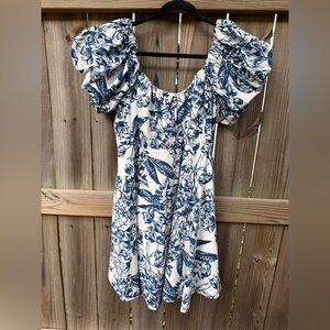 Abercrombie and Fitch Puff Sleeve Blue Floral Dress NWOT